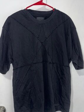 Men's Black Short Sleeve Stitch-Detail T-Shirt SUPPLY